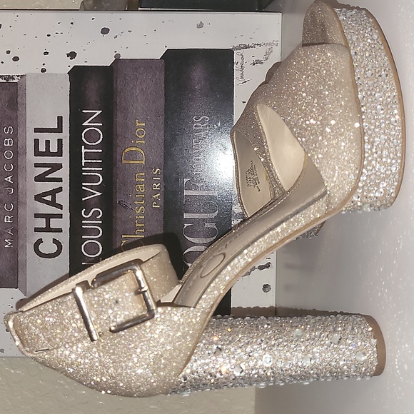 Jessica Simpson Champagne Gold Everlyn Platform Heels, Sz 7.5/ Eu38 - Picture 3 of 6